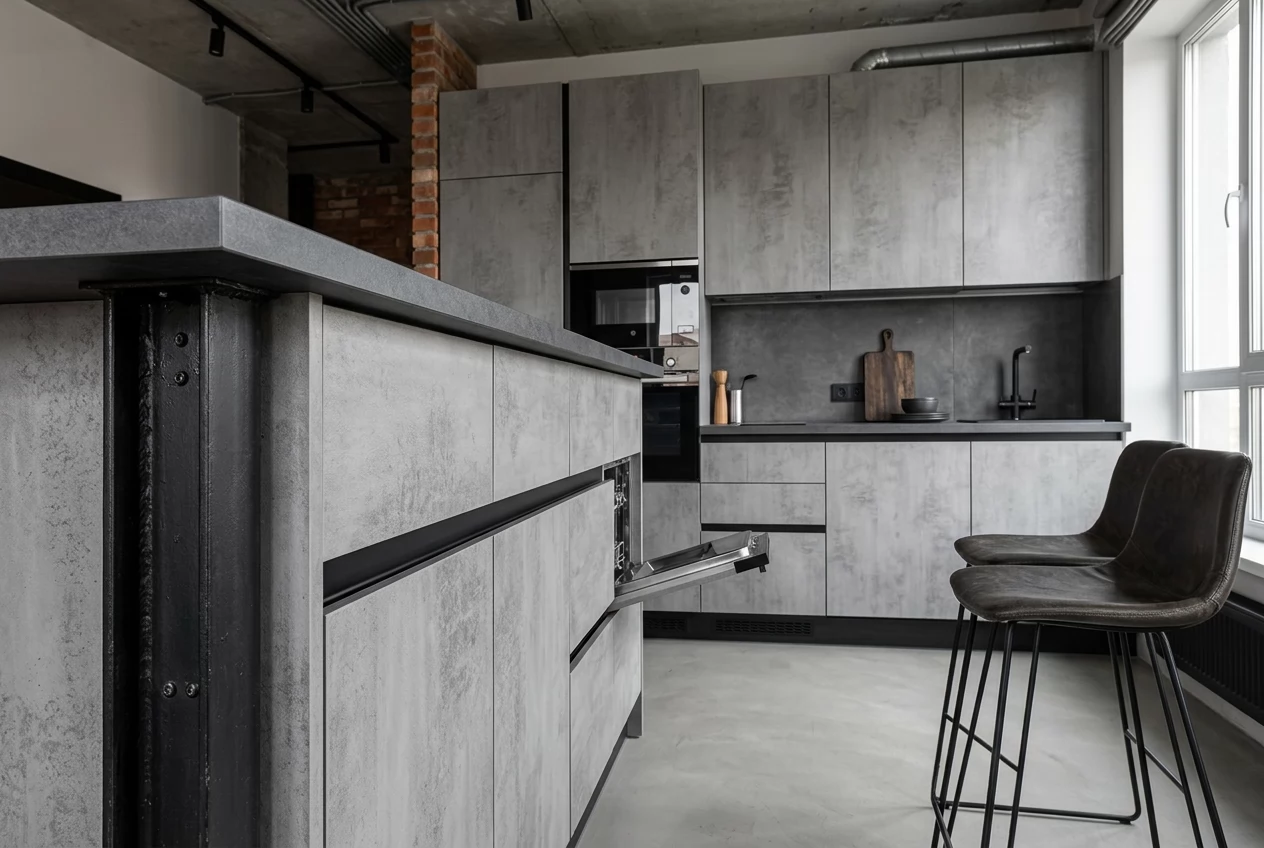 Дизайн-проект кухни Luxe Loft Grey