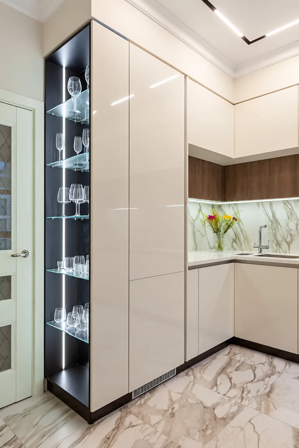 Luxe Астель — ракурс 5, П-образная, Кремовый и светлый дуб
