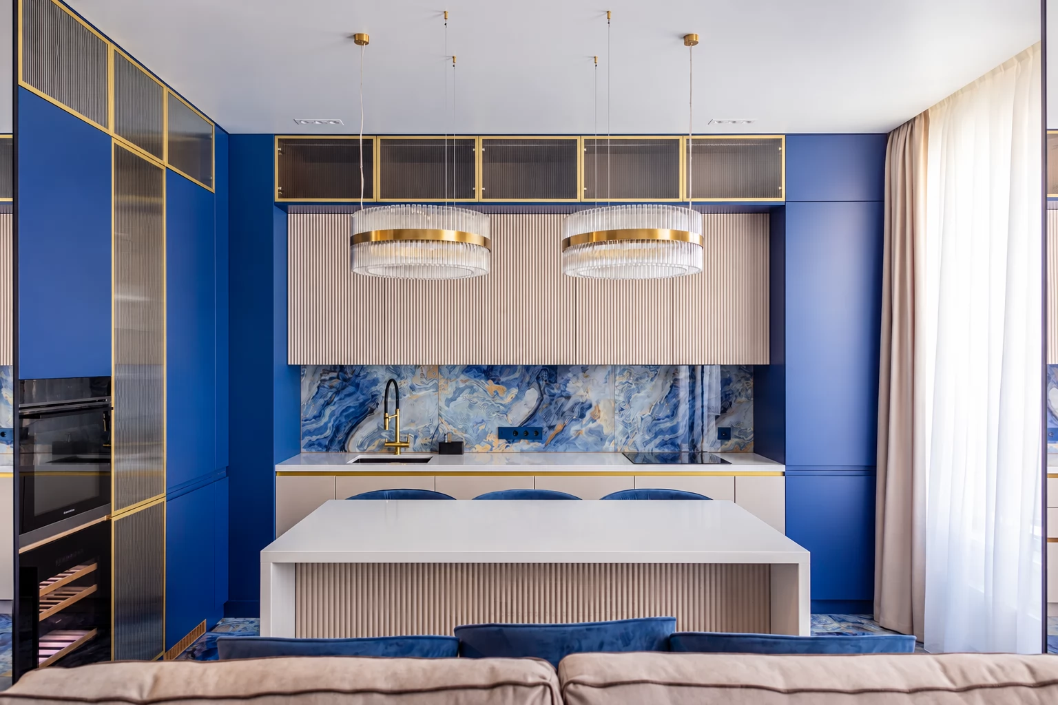 Luxe Селена — ракурс 3, С полуостровом, Синий и белый